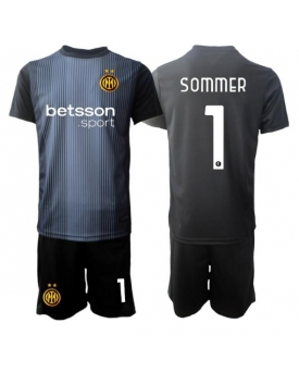 Billige Fotballdrakt Inter Milan Yann Sommer #1 Keeper Replika Hjemmedraktsett Barn 2025-26 Kortermet (med bukser)